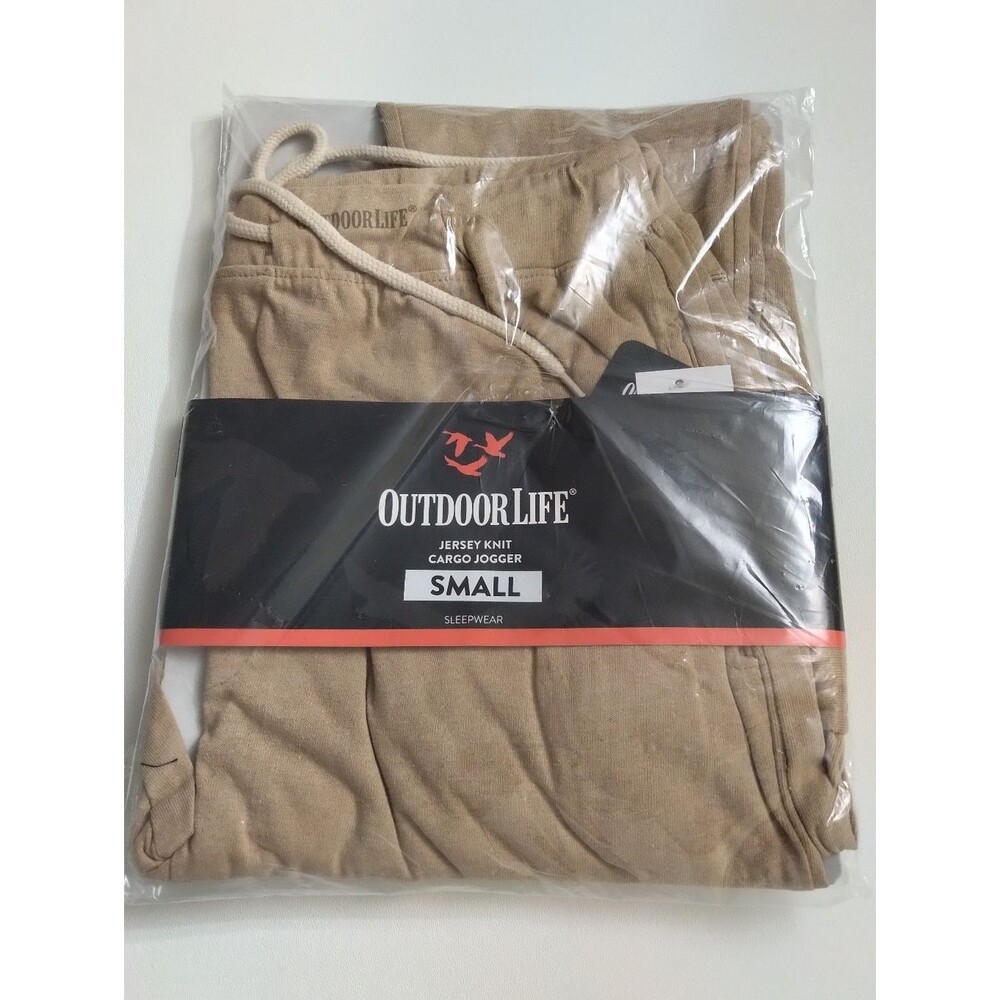 Outdoor Life Men's Jersey Cargo Joggers - Beige/Tan Size Small New